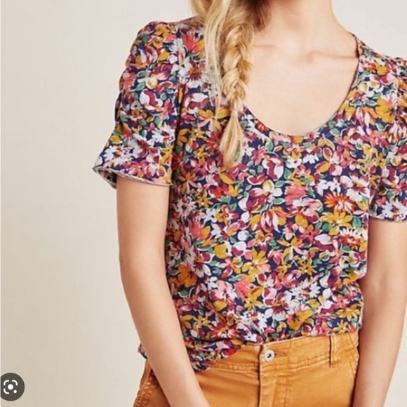 Maeve Tops - Anthropologie Maeve Saralee floral poof sleeve top